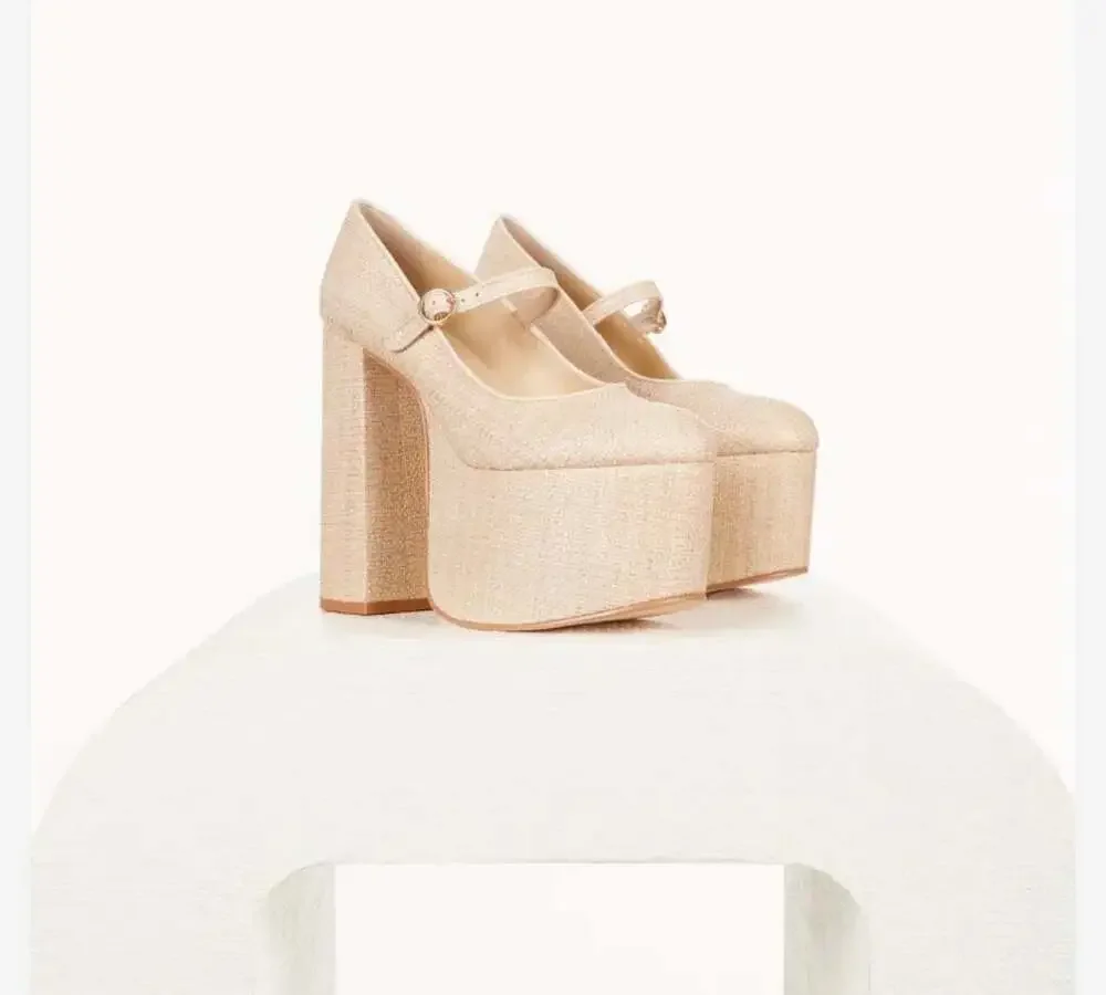 Cult Gaia Angelou Mary Jane Platform Pump natural color Nude brand new size 5 - Picture 5 of 12